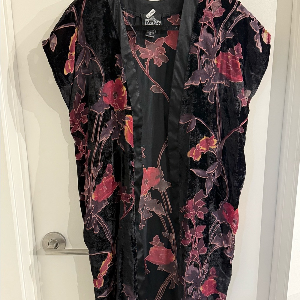Floral Kimono with Red and Purple Accents